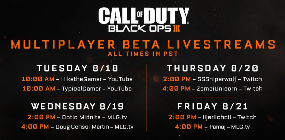 Стримы с бета-тестирования Black Ops 3 начнутся через несколько часов - Изображение 1 Стримы с бета-тестирования Black Ops 3 начнутся через несколько часов - Изображение 1