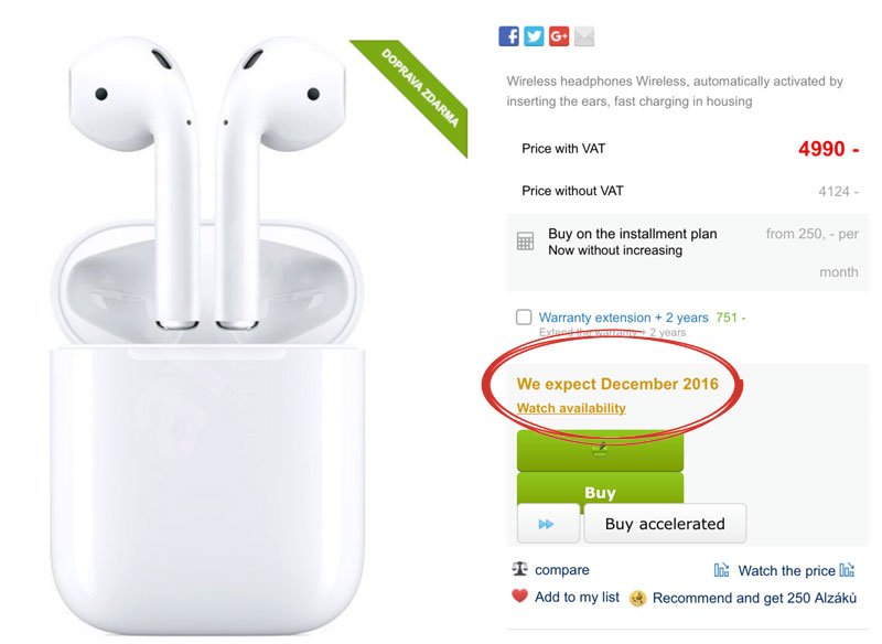 Продажи беспроводных наушников Apple AirPods стартуют совсем скоро. - Изображение 2 Продажи беспроводных наушников Apple AirPods стартуют совсем скоро. - Изображение 2
